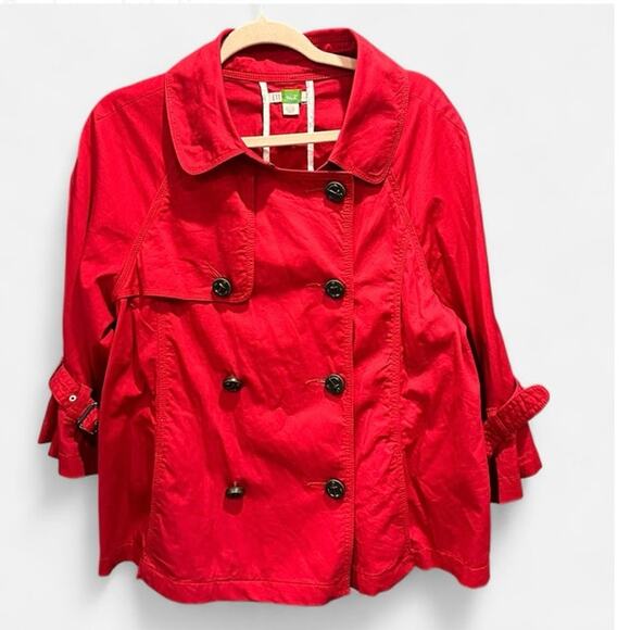 Y2K ETT Taia Red Cropped Trench Jacket Coastal Preppy French Girl Style - Picture 2 of 7